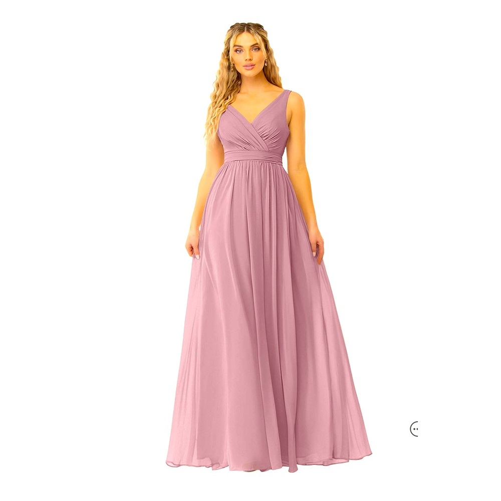 Azazie V-line Chiffon Dress in Dusty Rose